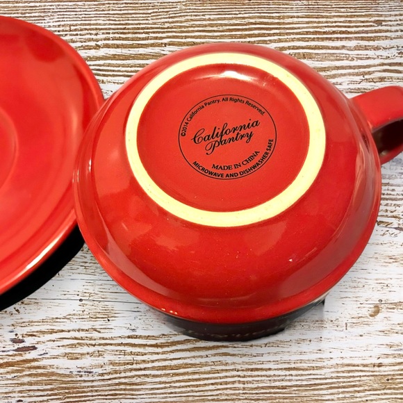 Burgundy Mug & Dish Set The Coffee Bean & Tea Leaf Cappuccino Cup Bistro - Picture 3 of 8